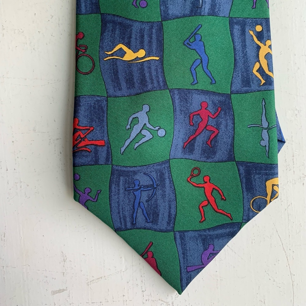 SOLD! Men’s Green & Blue Tie 1996 Atlanta Olympic Games Collection by John Henry